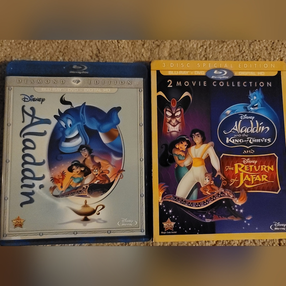 NWOT Disney's Aladdin 3 movie set bluray